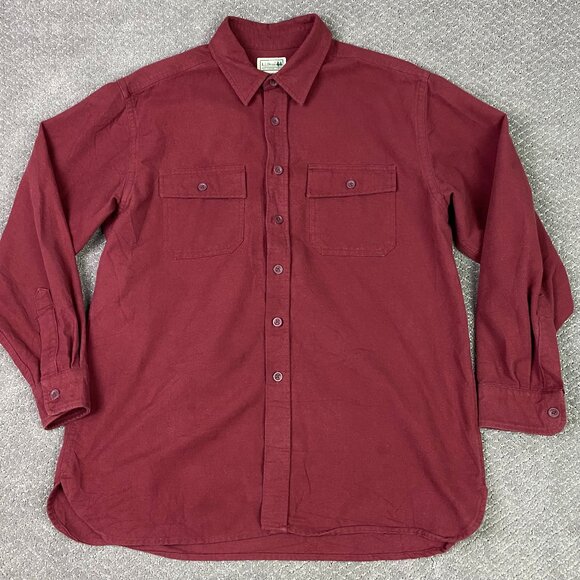 LL Bean Chamois Cloth Shirt Men's Large Red Cotton Hiking Outdoor Button 0 MT03 - Picture 1 of 10